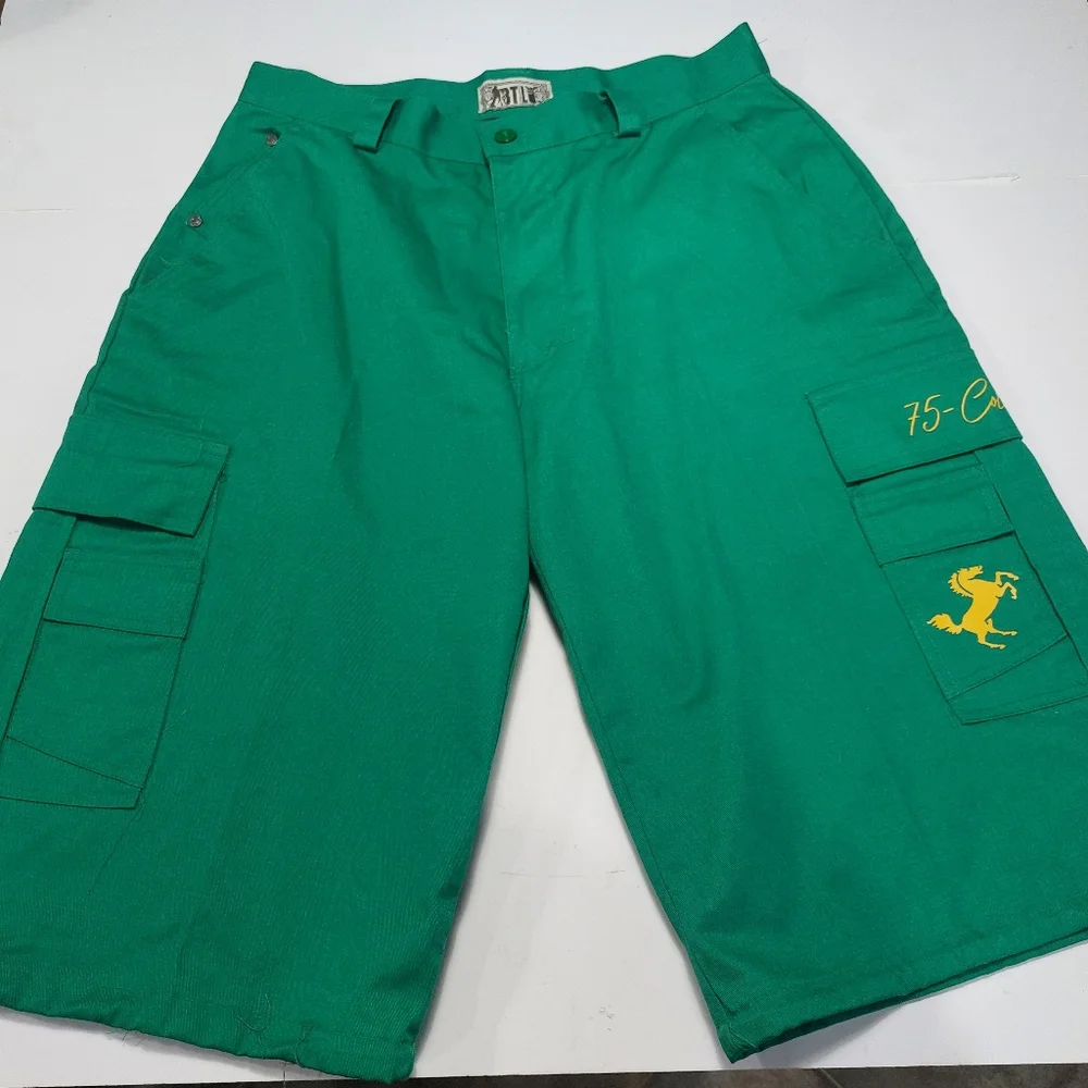 BTL Vintage Y2K Bright Green Cargo Shorts Size Mens 34